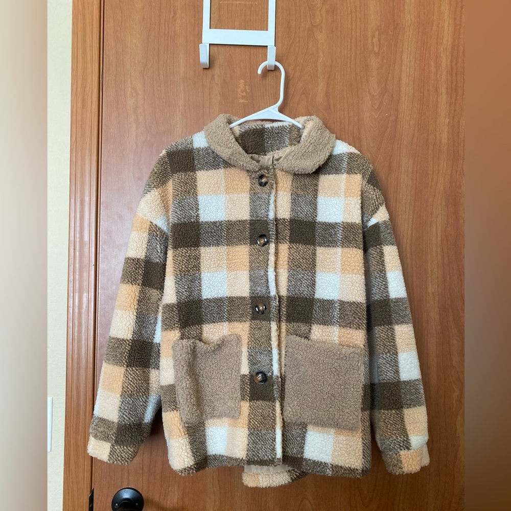 Flannel puffy coat